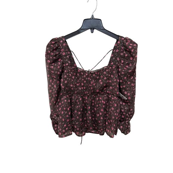 Astr the Label Floral print smocked babydoll top Size XS NWOT - Picture 5 of 6